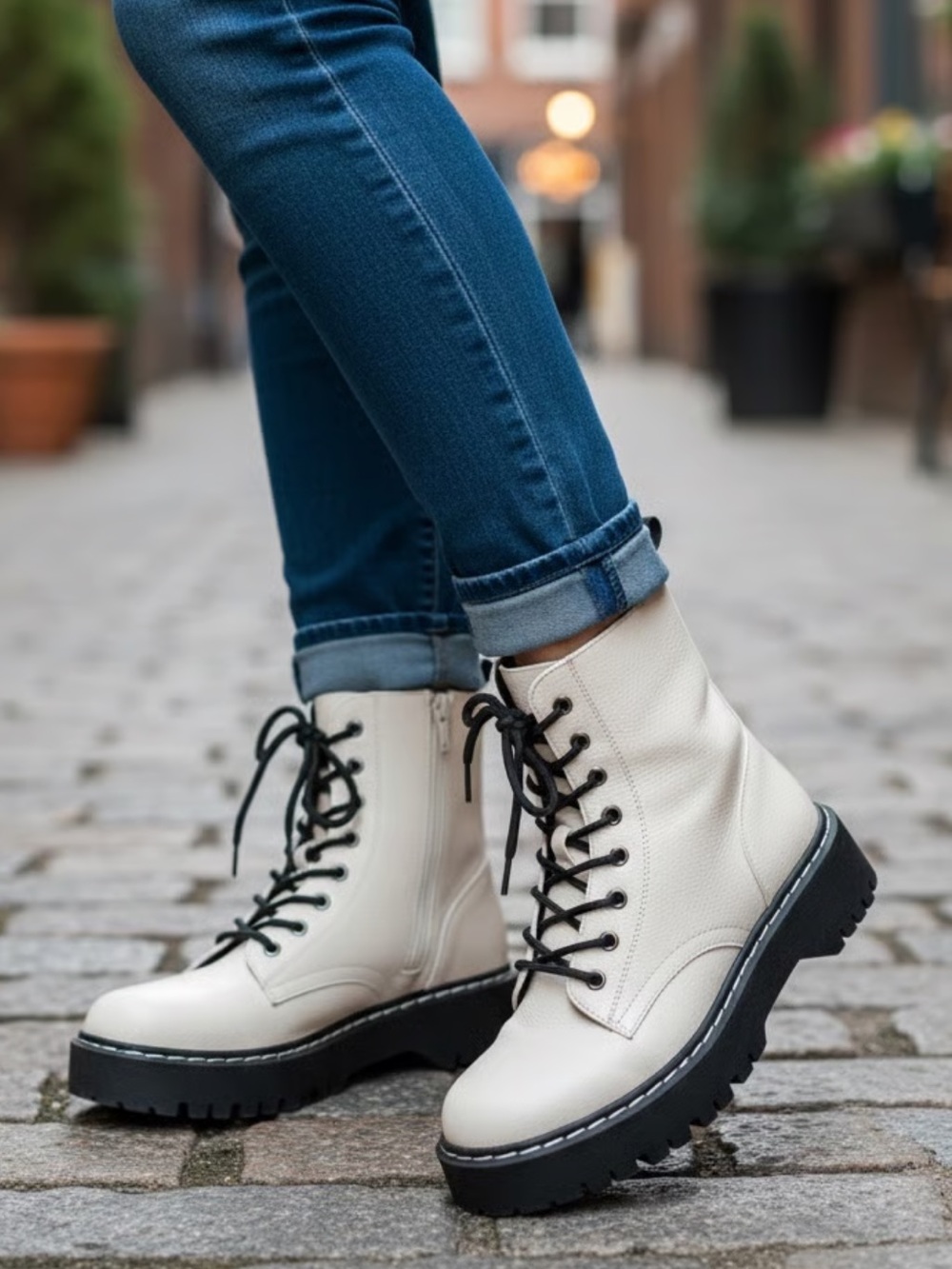 NWOT. Sincerely Jules "Harley" Leather Combat Boots Size 10M